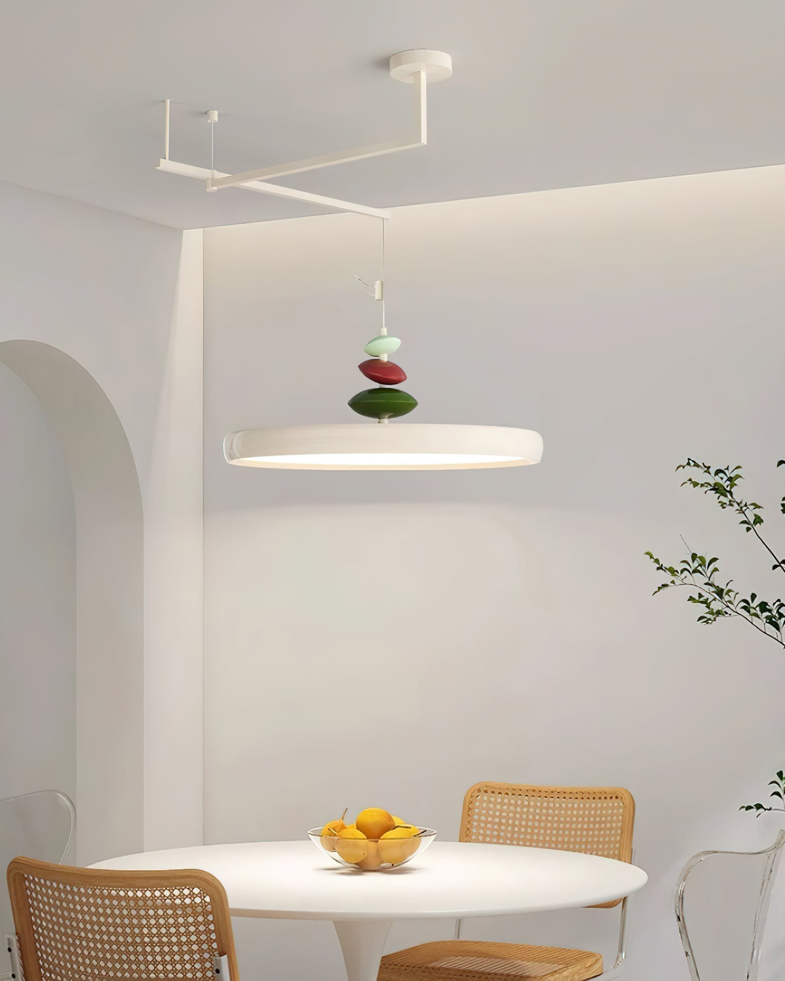 Modern Adjustable Swing Arm Stone Shape LED Pendant Light for Kitchen and Dining Room