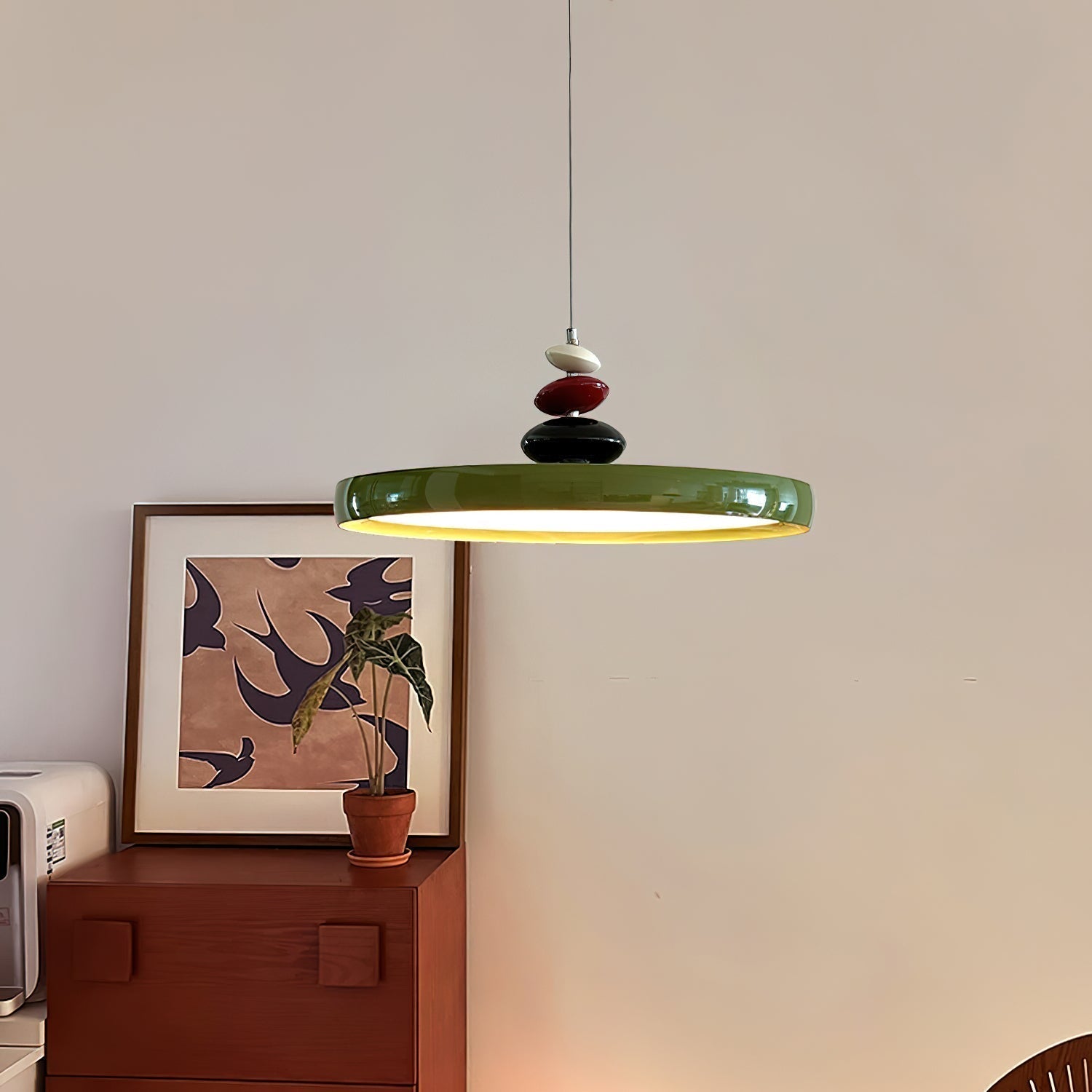 Modern Adjustable Swing Arm Stone Shape LED Pendant Light for Kitchen and Dining Room