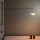 Modern Adjustable Swing Arm Wall Light Black Metal Long Pole LED Sconce with Glass Shade for Bedroom
