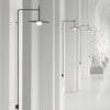 Modern Adjustable Swing Arm Wall Light Black Metal Long Pole LED Sconce with Glass Shade for Bedroom