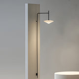 Modern Adjustable Swing Arm Wall Light Black Metal Long Pole LED Sconce with Glass Shade for Bedroom