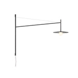 Modern Adjustable Swing Arm Wall Light Black Metal Long Pole LED Sconce with Glass Shade for Bedroom