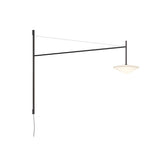 Modern Adjustable Swing Arm Wall Light Black Metal Long Pole LED Sconce with Glass Shade for Bedroom