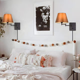 Modern Adjustable Swing Arm Wall Sconce with Fabric Shade and Metal Frame for Reading Nooks