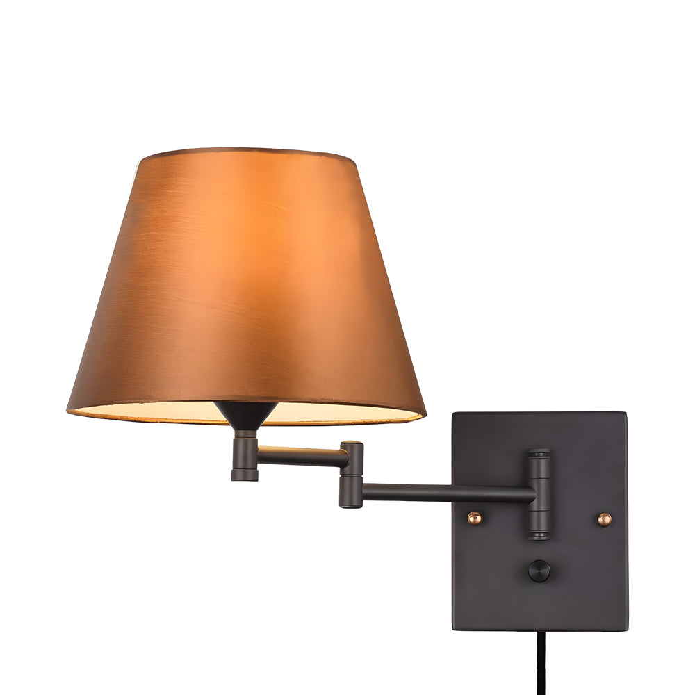 Modern Adjustable Swing Arm Wall Sconce with Fabric Shade and Metal Frame for Reading Nooks