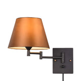 Modern Adjustable Swing Arm Wall Sconce with Fabric Shade and Metal Frame for Reading Nooks