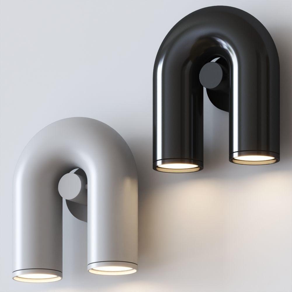 Modern Adjustable U-Shaped LED Wall Lamp Set of 2 Indoor Sconce for Living Room and Bedroom