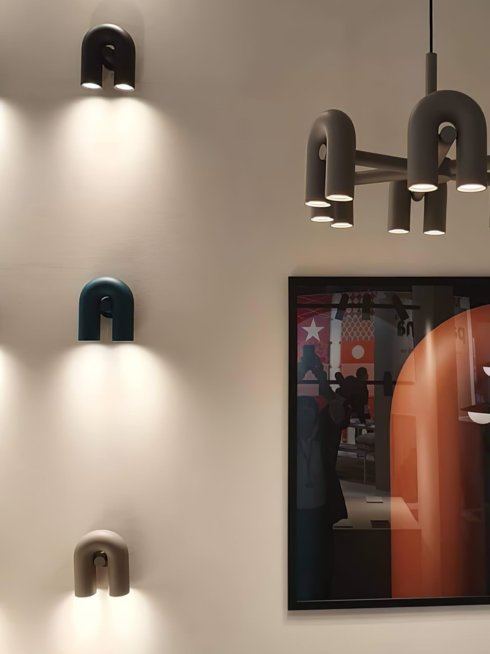 Modern Adjustable U-Shaped LED Wall Lamp Set of 2 Indoor Sconce for Living Room and Bedroom