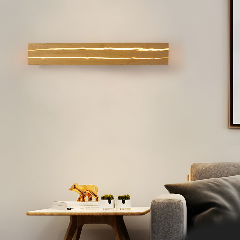 Modern Adjustable Wood Rectangular LED Wall Sconce 3 Step Dimming Minimalist Nordic Interior Light