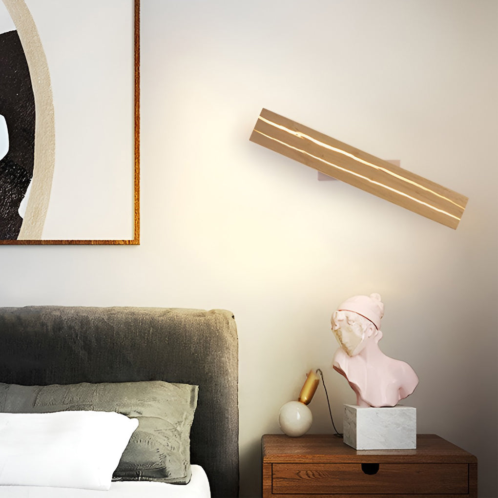 Modern Adjustable Wood Rectangular LED Wall Sconce 3 Step Dimming Minimalist Nordic Interior Light