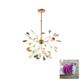 Modern Agate Flake Crown Chandelier Natural Onyx Stone Pendant Light in Gold