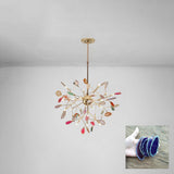 Modern Agate Flake Crown Chandelier Natural Onyx Stone Pendant Light in Gold