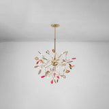 Modern Agate Flake Crown Chandelier Natural Onyx Stone Pendant Light in Gold