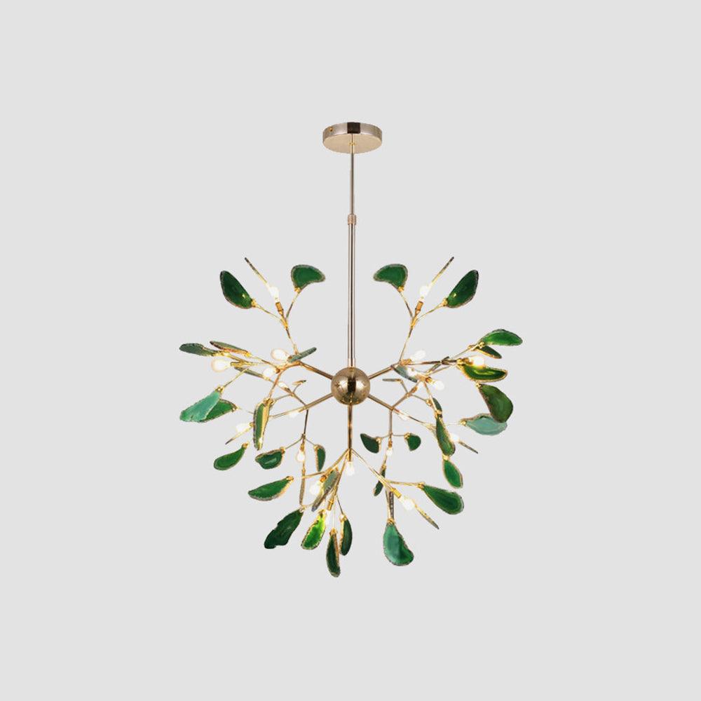 Modern Agate Flake Crown Chandelier Natural Onyx Stone Pendant Light in Gold