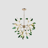 Modern Agate Flake Crown Chandelier Natural Onyx Stone Pendant Light in Gold
