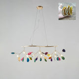 Modern Agate Flake Crown Chandelier Natural Onyx Stone Pendant Light in Gold