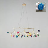 Modern Agate Flake Crown Chandelier Natural Onyx Stone Pendant Light in Gold