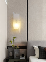 Modern Alabaster and Brass Vertical Wall Sconce Luxury Stone Bracket Lamp