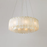 Modern Alabaster Cascade Tiered Chandelier with Brass Finish Luxury Ceiling Pendant Light