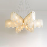 Modern Alabaster Cascade Tiered Chandelier with Brass Finish Luxury Ceiling Pendant Light