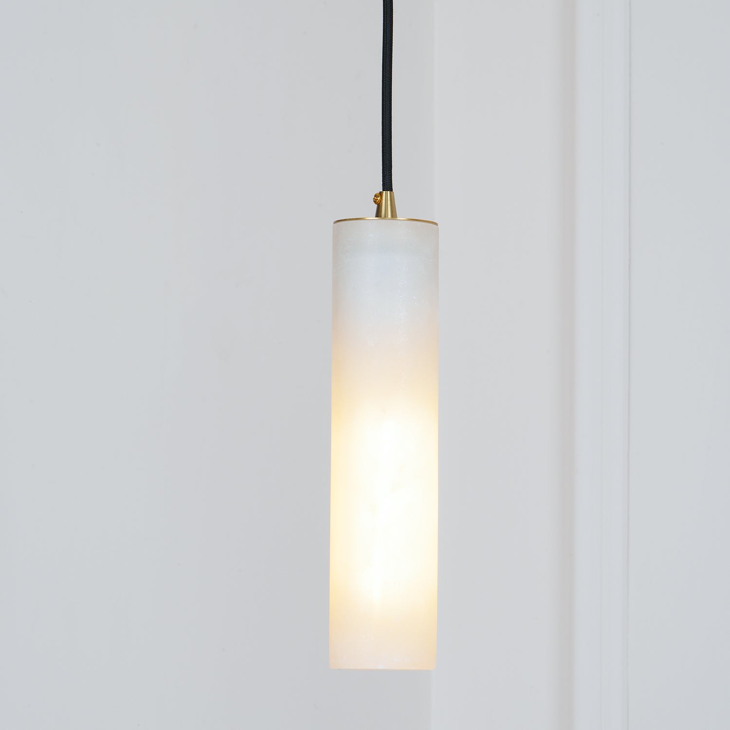 Modern Alabaster Cylinder Pendant Light Minimalist Natural Stone Droplet Hanging Lamp