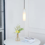 Modern Alabaster Cylinder Pendant Light Minimalist Natural Stone Droplet Hanging Lamp