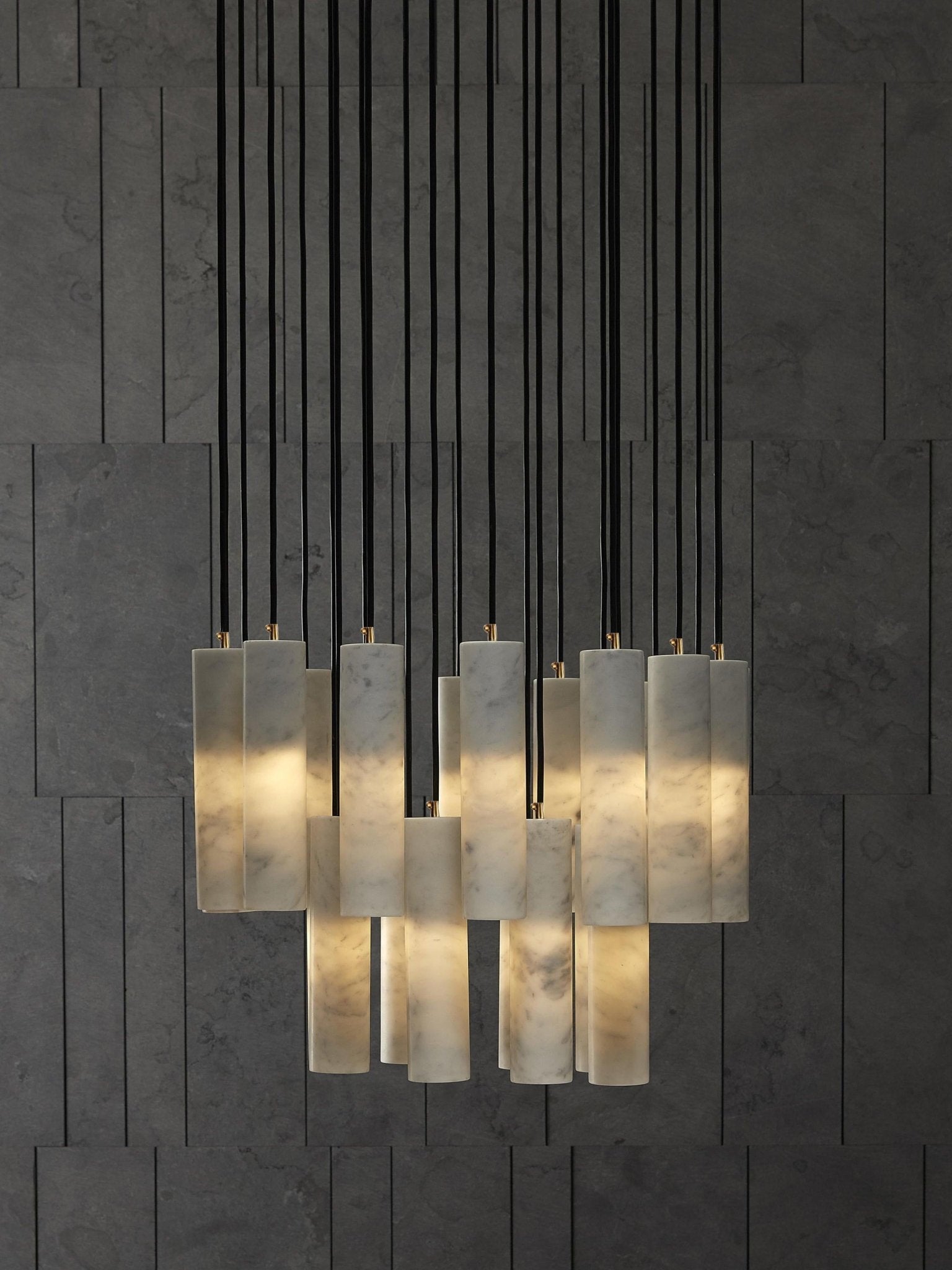 Modern Alabaster Cylinder Pendant Light Minimalist Natural Stone Droplet Hanging Lamp