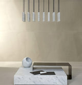 Modern Alabaster Cylinder Pendant Light Minimalist Natural Stone Droplet Hanging Lamp