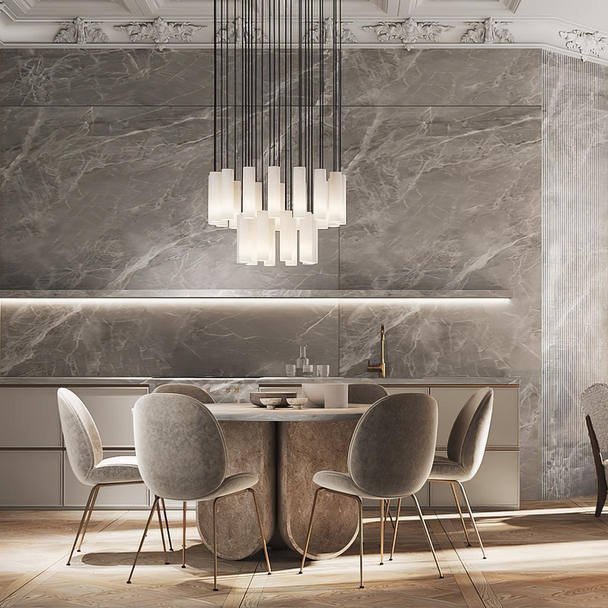 Modern Alabaster Cylinder Pendant Light Minimalist Natural Stone Droplet Hanging Lamp