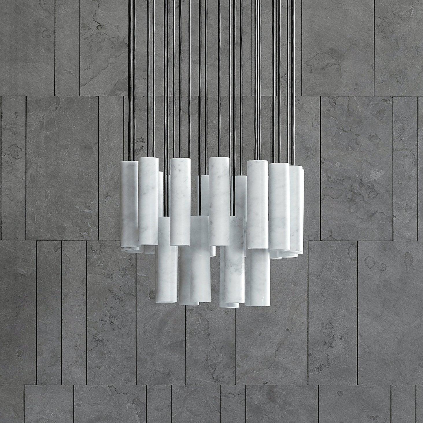 Modern Alabaster Cylinder Pendant Light Minimalist Natural Stone Droplet Hanging Lamp