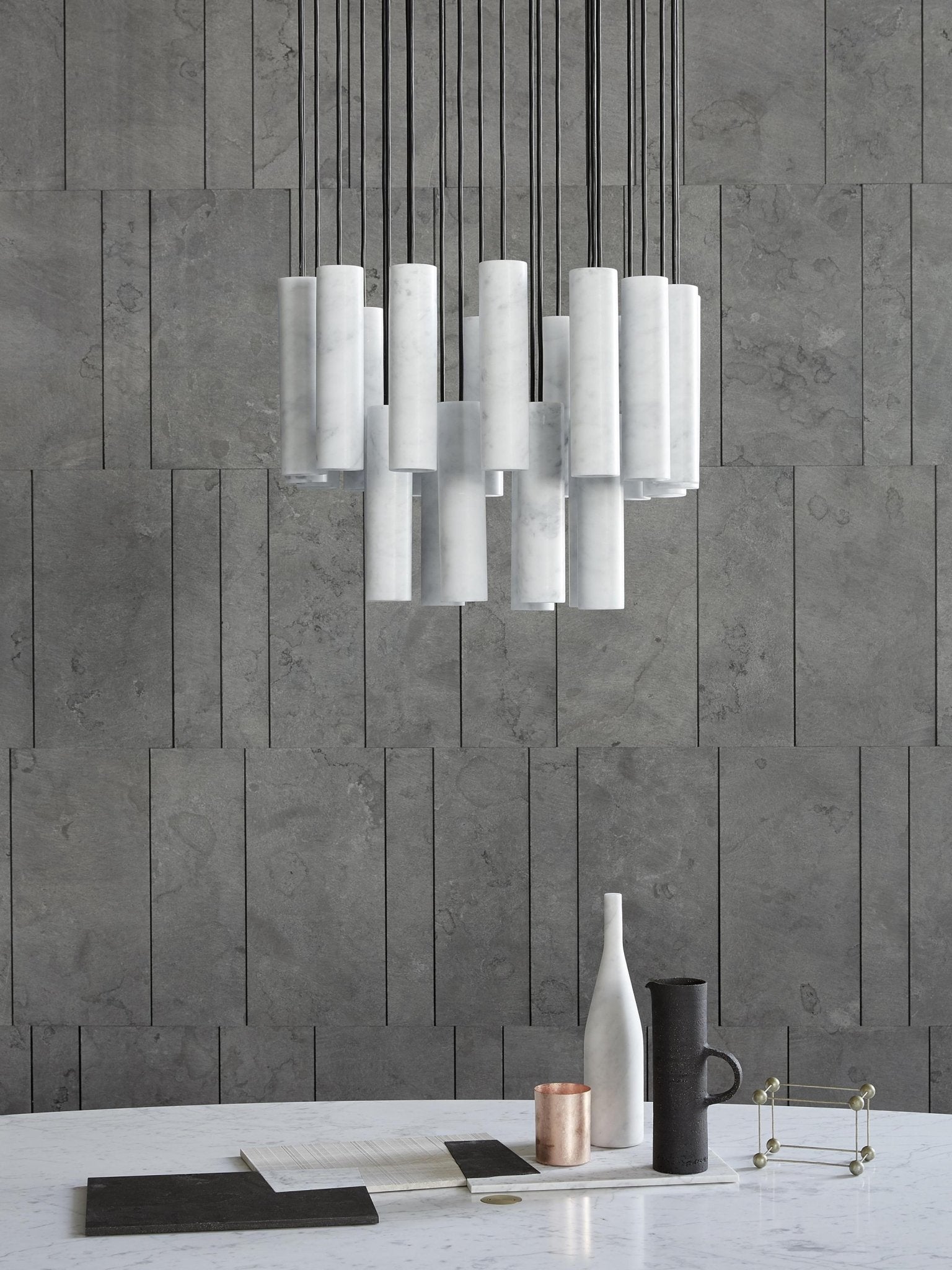 Modern Alabaster Cylinder Pendant Light Minimalist Natural Stone Droplet Hanging Lamp