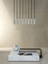 Modern Alabaster Cylinder Pendant Light Minimalist Natural Stone Droplet Hanging Lamp