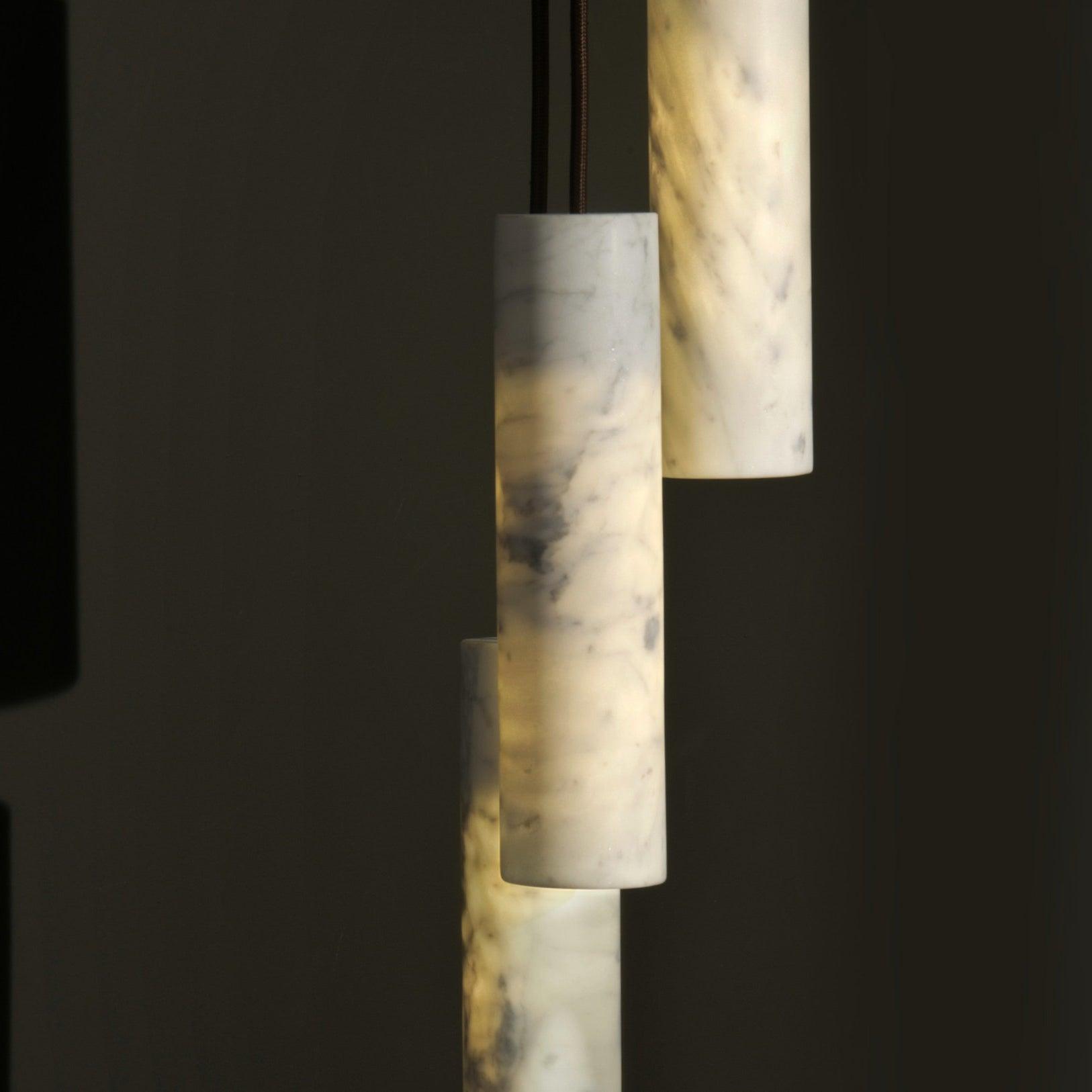 Modern Alabaster Cylinder Pendant Light Minimalist Natural Stone Droplet Hanging Lamp