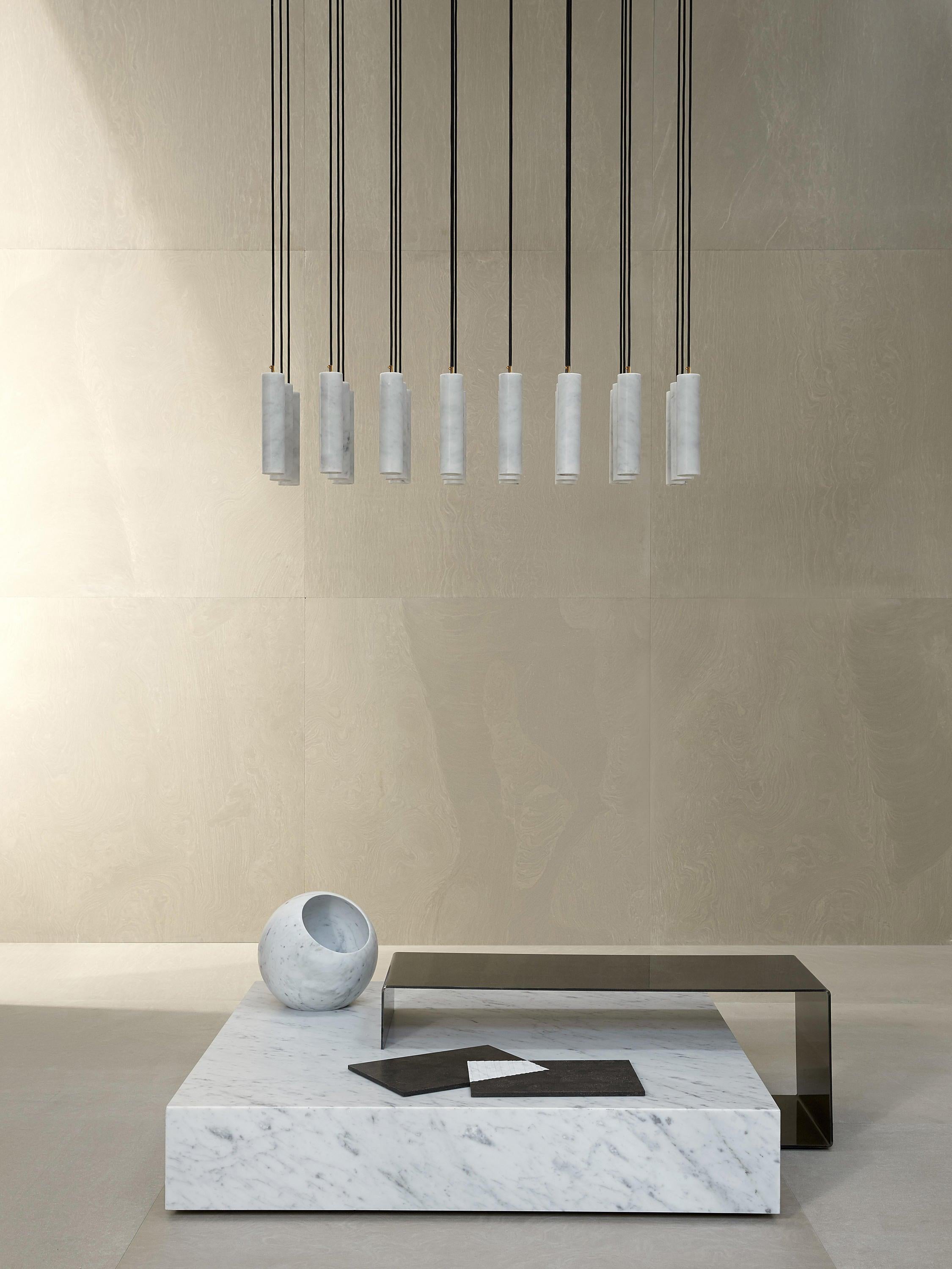 Modern Alabaster Cylinder Pendant Light Minimalist Natural Stone Droplet Hanging Lamp
