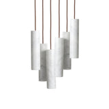 Modern Alabaster Cylinder Pendant Light Minimalist Natural Stone Droplet Hanging Lamp