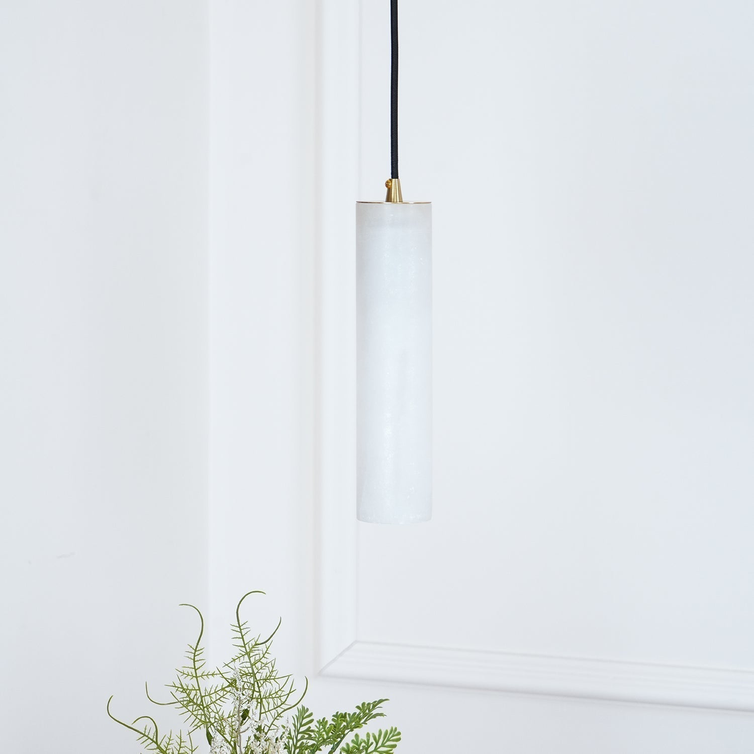 Modern Alabaster Cylinder Pendant Light Minimalist Natural Stone Droplet Hanging Lamp