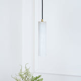 Modern Alabaster Cylinder Pendant Light Minimalist Natural Stone Droplet Hanging Lamp