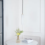 Modern Alabaster Cylinder Pendant Light Minimalist Natural Stone Droplet Hanging Lamp