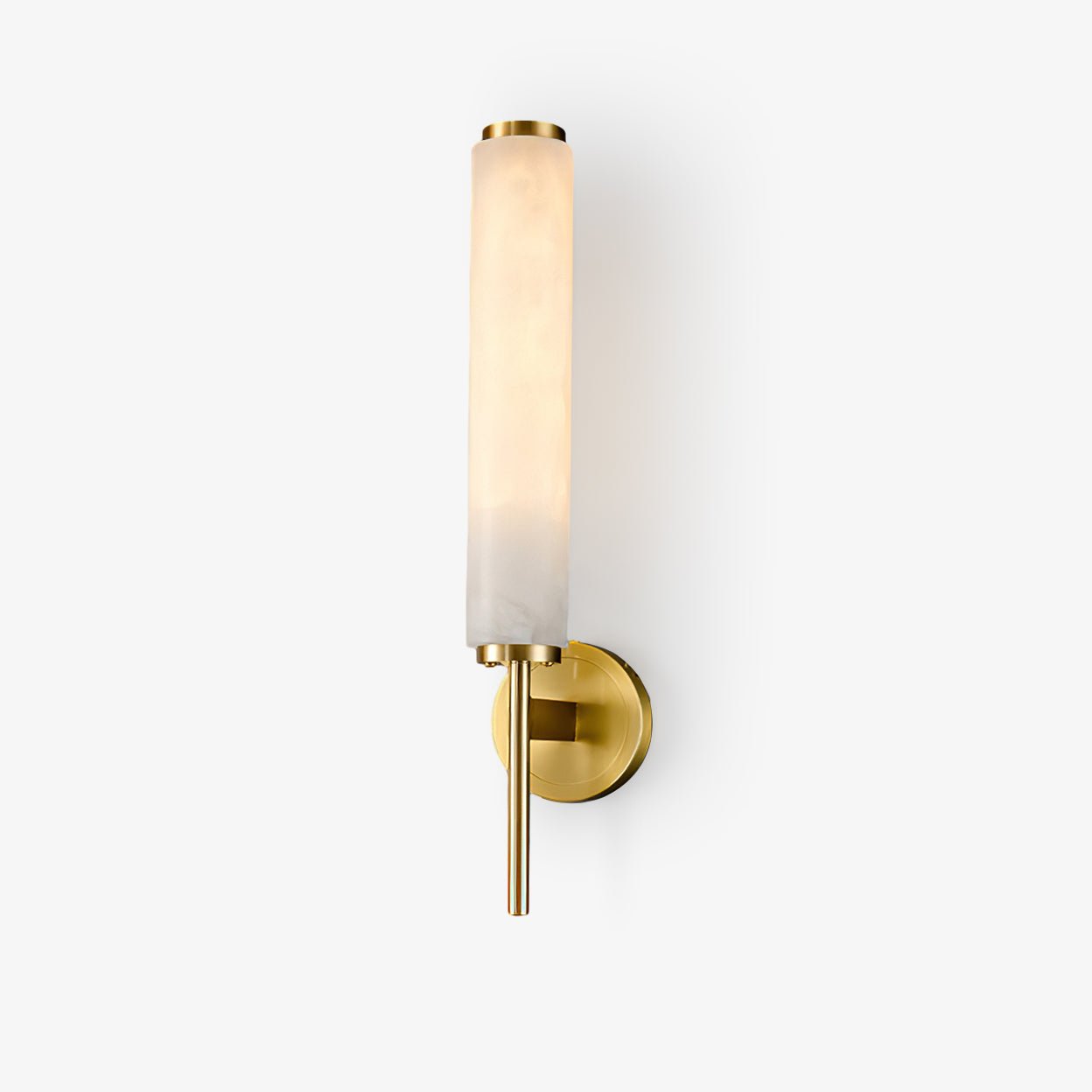 Modern Alabaster Cylinder Wall Sconce with Antique Brass Finish for Luxury Hallway and Bedroom Lighting