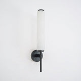 Modern Alabaster Cylinder Wall Sconce with Antique Brass Finish for Luxury Hallway and Bedroom Lighting