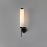 Modern Alabaster Cylinder Wall Sconce with Antique Brass Finish for Luxury Hallway and Bedroom Lighting