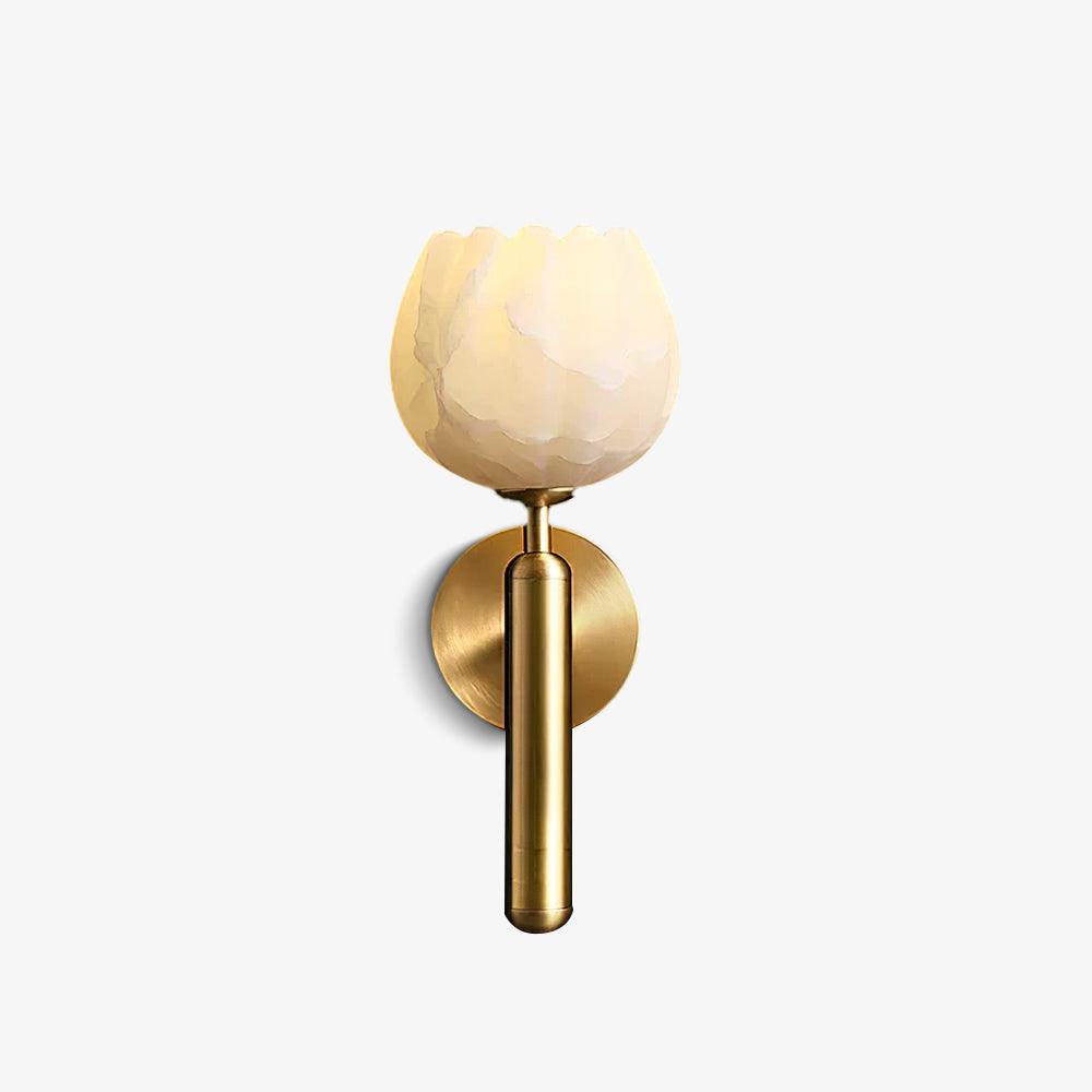 Modern Alabaster Floral Wall Lamp with Brass Finish for Luxury Indoor Decor