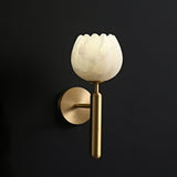 Modern Alabaster Floral Wall Lamp with Brass Finish for Luxury Indoor Decor