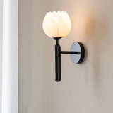 Modern Alabaster Floral Wall Lamp with Brass Finish for Luxury Indoor Decor