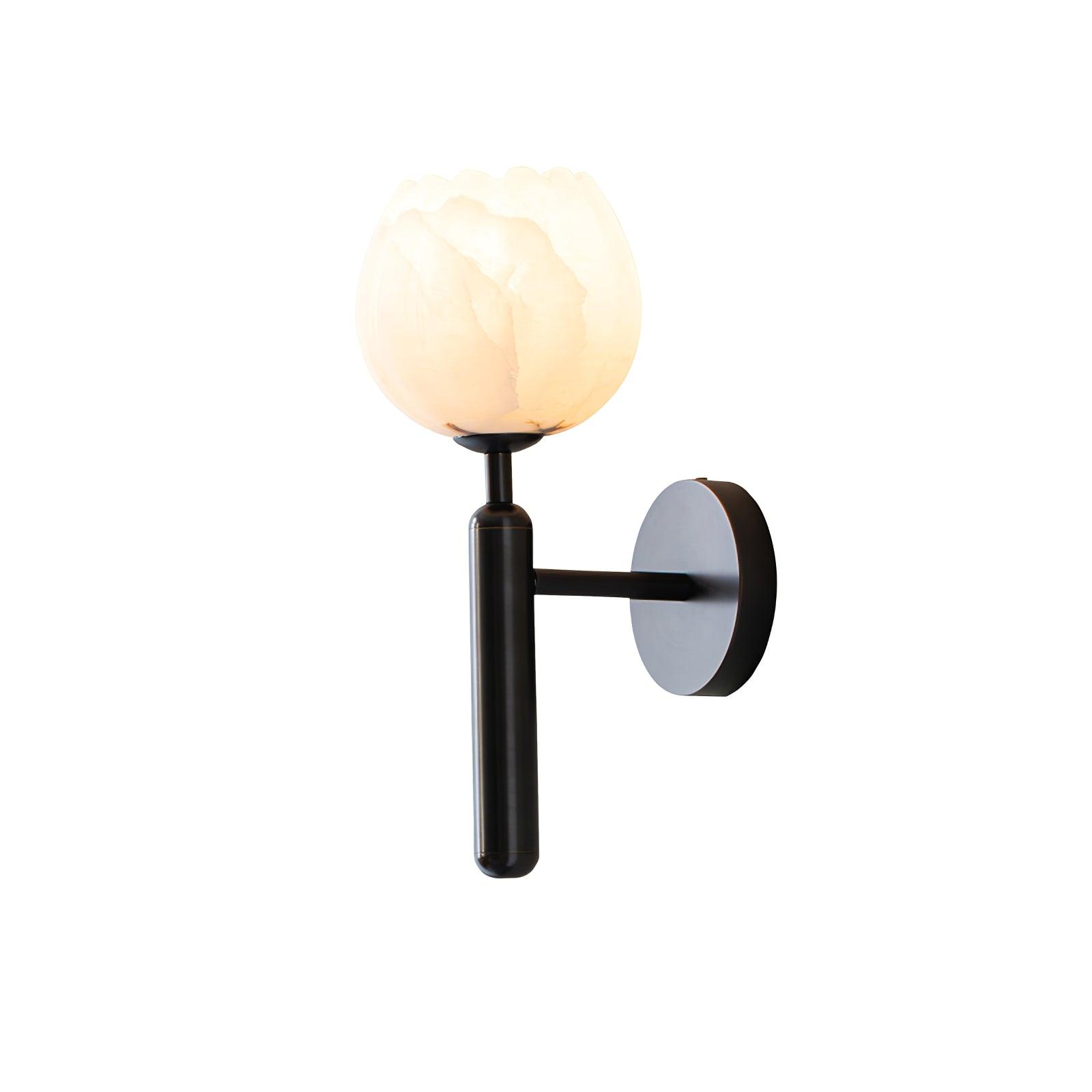 Modern Alabaster Floral Wall Lamp with Brass Finish for Luxury Indoor Decor