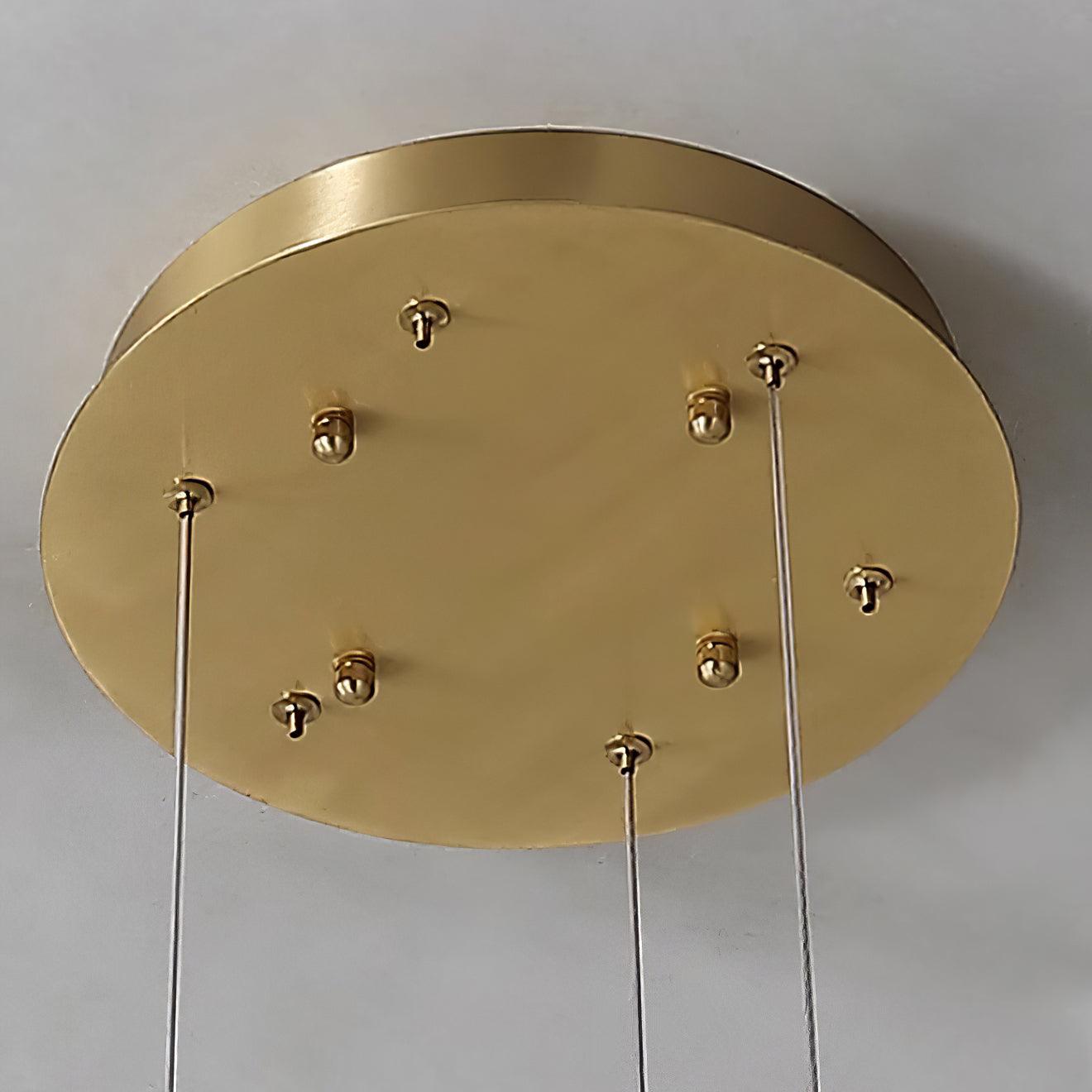 Modern Alabaster LED Ring Chandelier Contemporary Brass Circular Pendant Light