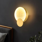 Modern Alabaster LED Wall Lamp Gold Sconce Set of Two for Living Room and Bedroom