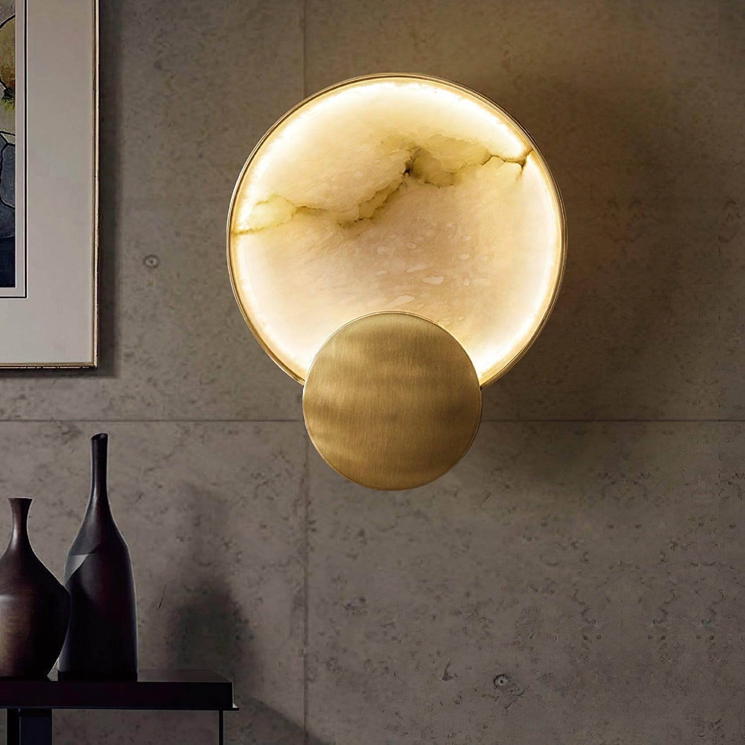 Modern Alabaster LED Wall Lamp Gold Sconce Set of Two for Living Room and Bedroom