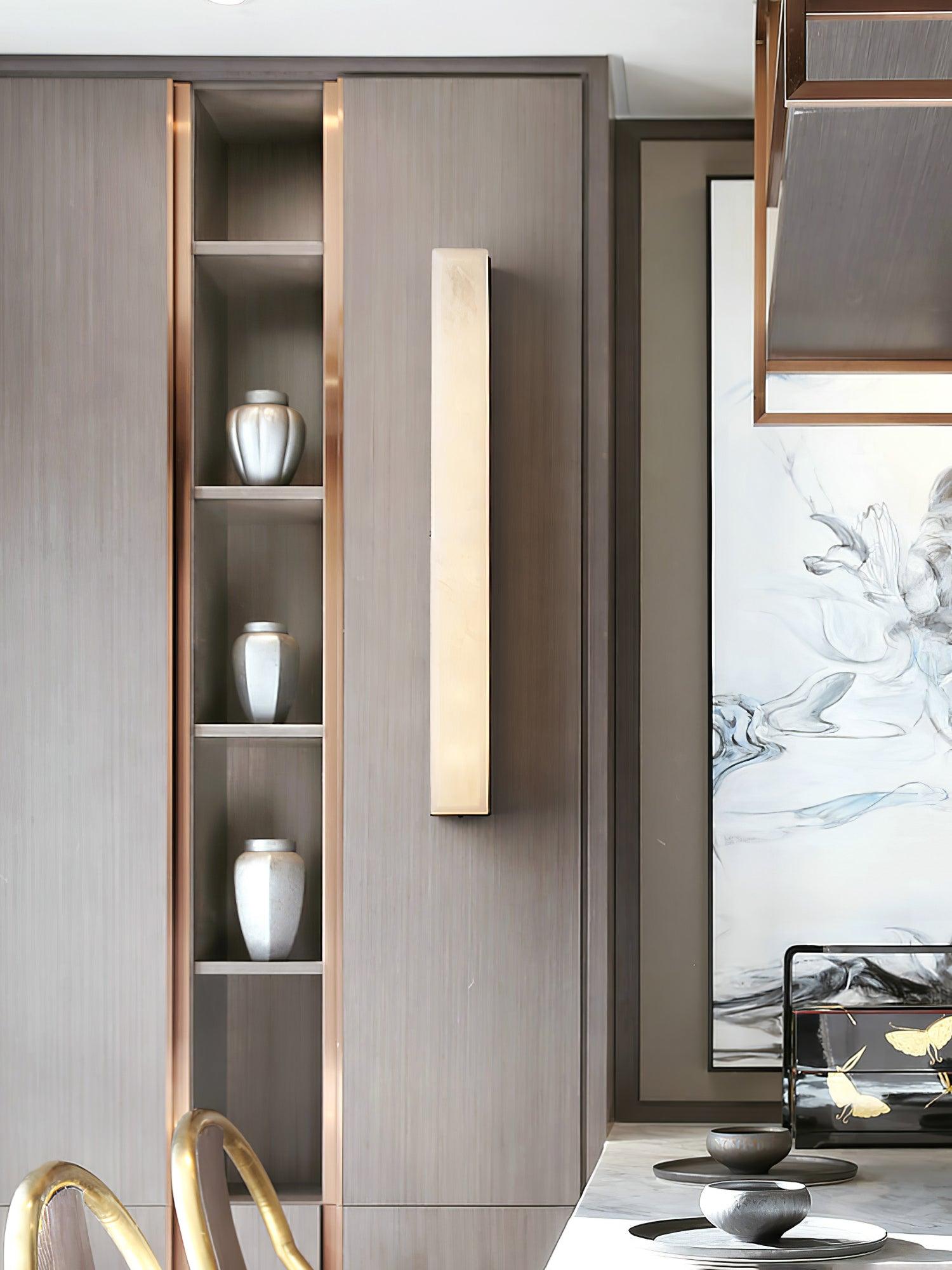 Modern Alabaster LED Wall Sconce Luxury Natural Stone Brass Sconce Light for Indoor Decor