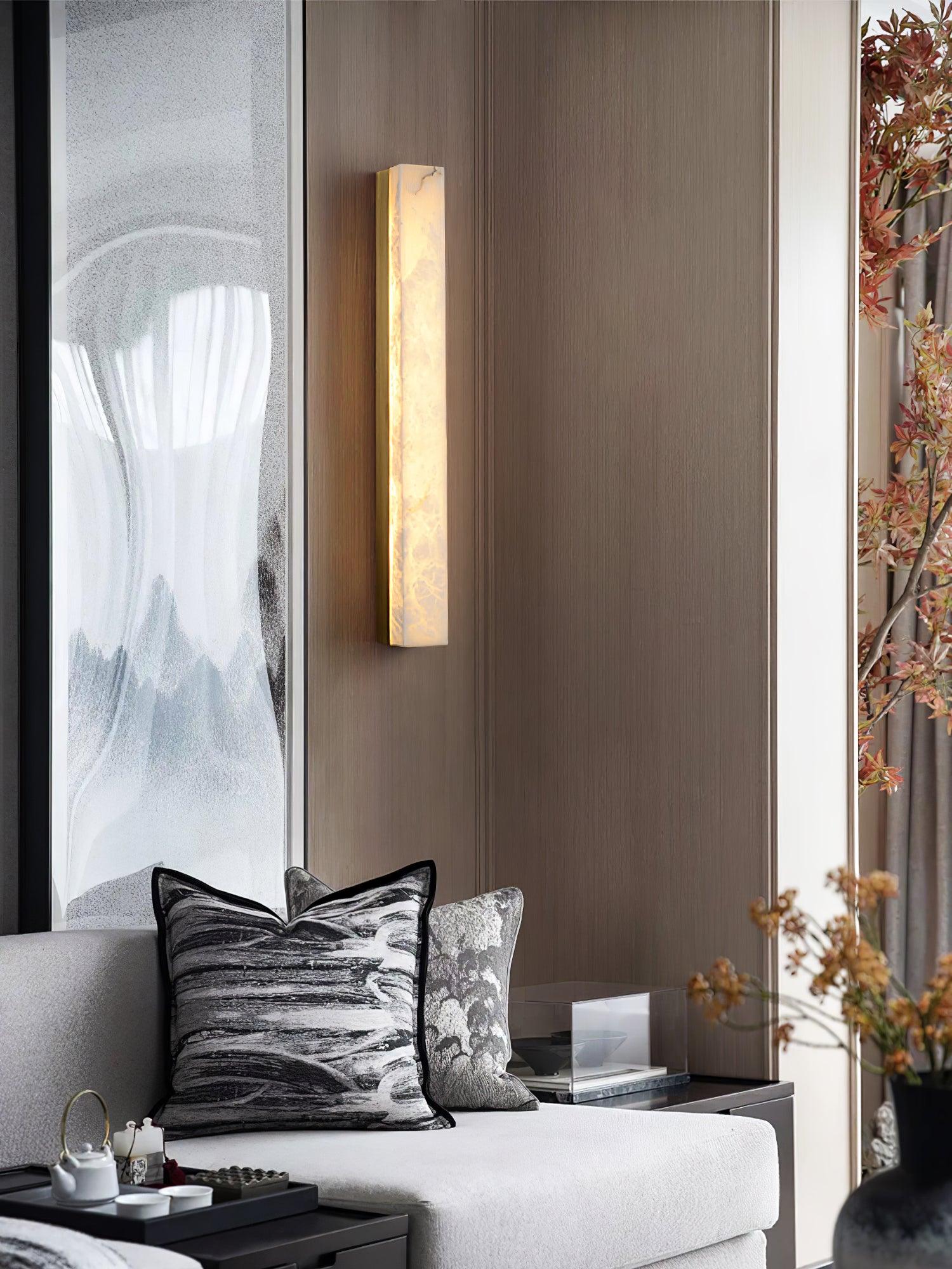 Modern Alabaster LED Wall Sconce Luxury Natural Stone Brass Sconce Light for Indoor Decor